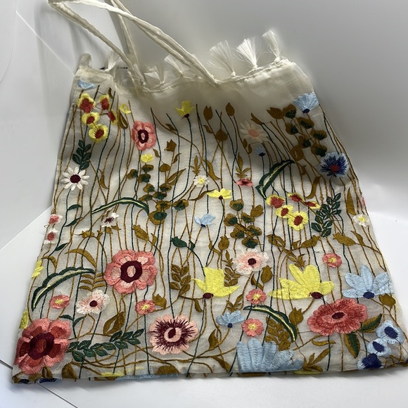 NWT Zara floral embroidered tulle tote. - Picture 2 of 6